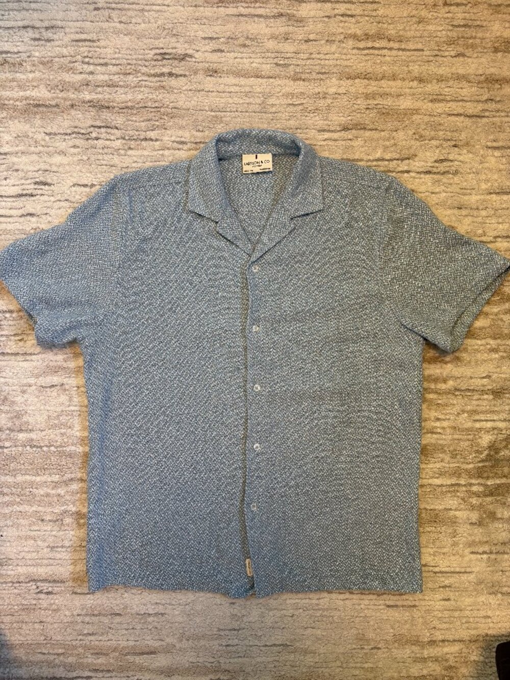 LARSSON & CO Short Sleeve Button Up Shirt [SIZE L] Mens [BLUE] Casual Shirt